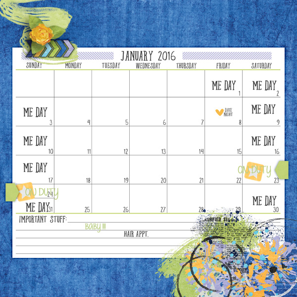 january 2016 calendar