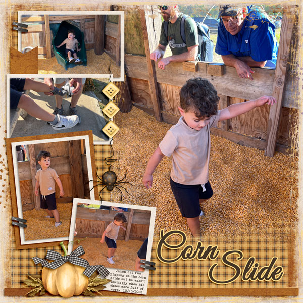 Jaxon trying out the Corn Slide - 10/15/22