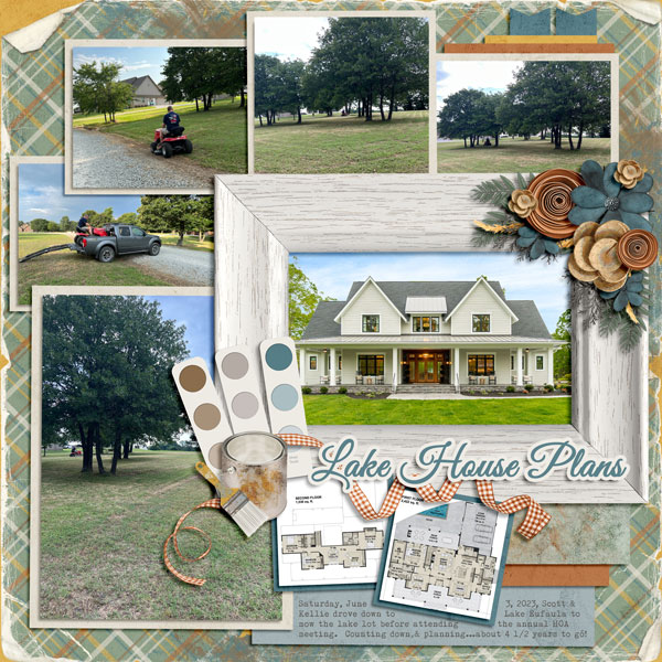 June 2023 - Scott mowing & dreaming about building our retirement home